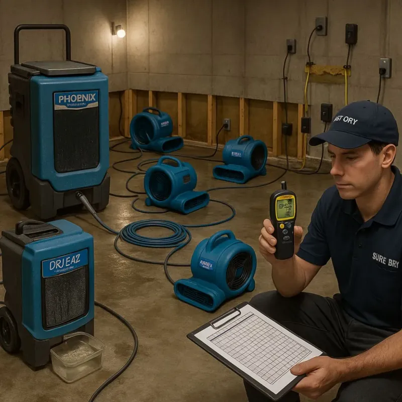 Structural Drying and Dehumidification process in Oakfield, NY